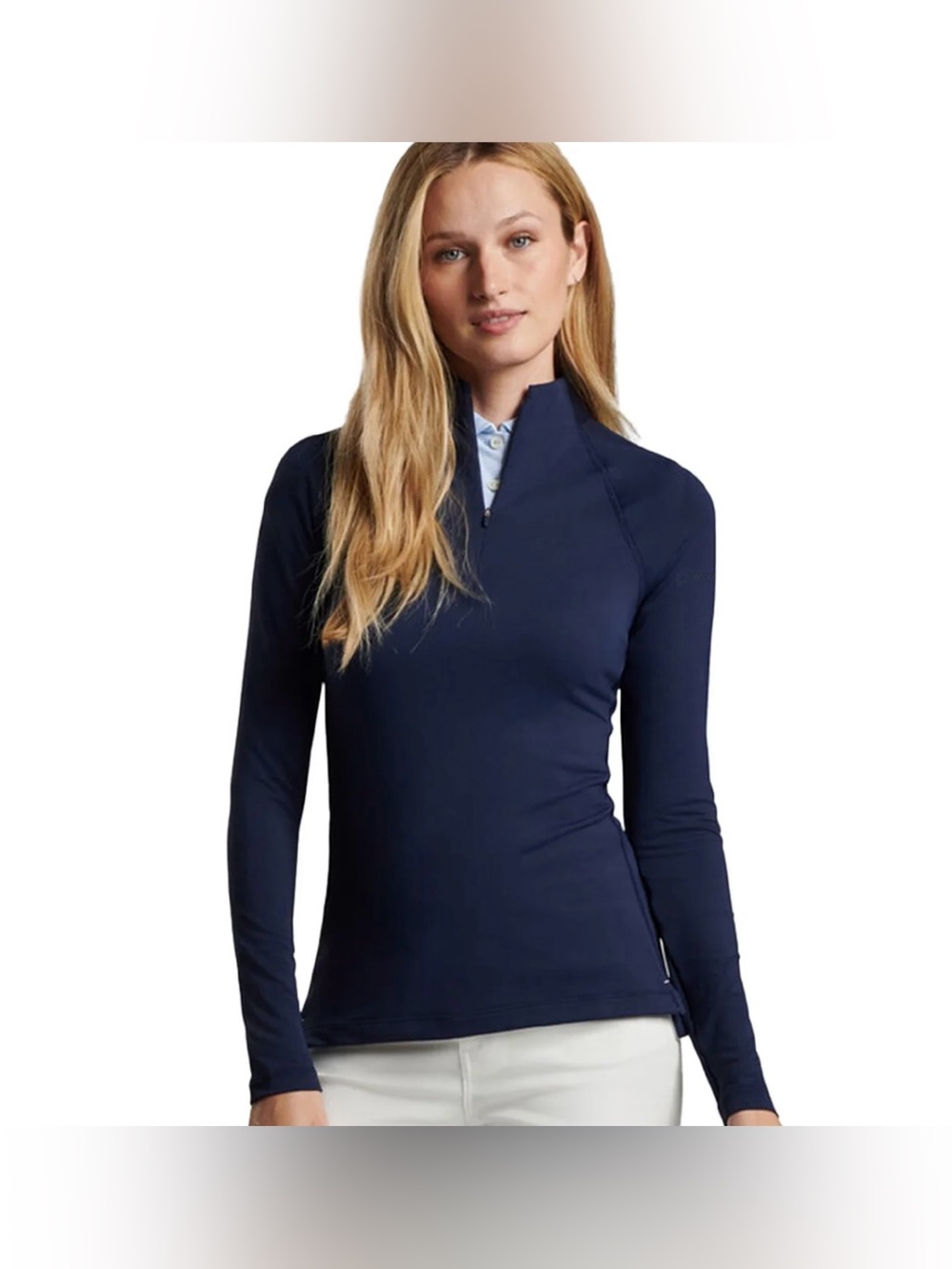 NWT Peter Millar Women’s Raglan Sleeve Perth JP Morgan Chase Navy Med 1/4-Zip